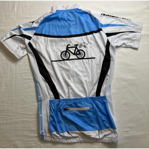 Xintown Bike Rider Jersey, Men's Large Blue & White Elastic Bottom - Picture 5 of 7